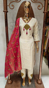 PURE MUSLIN IVORY EMBELLISHED KURTA SET