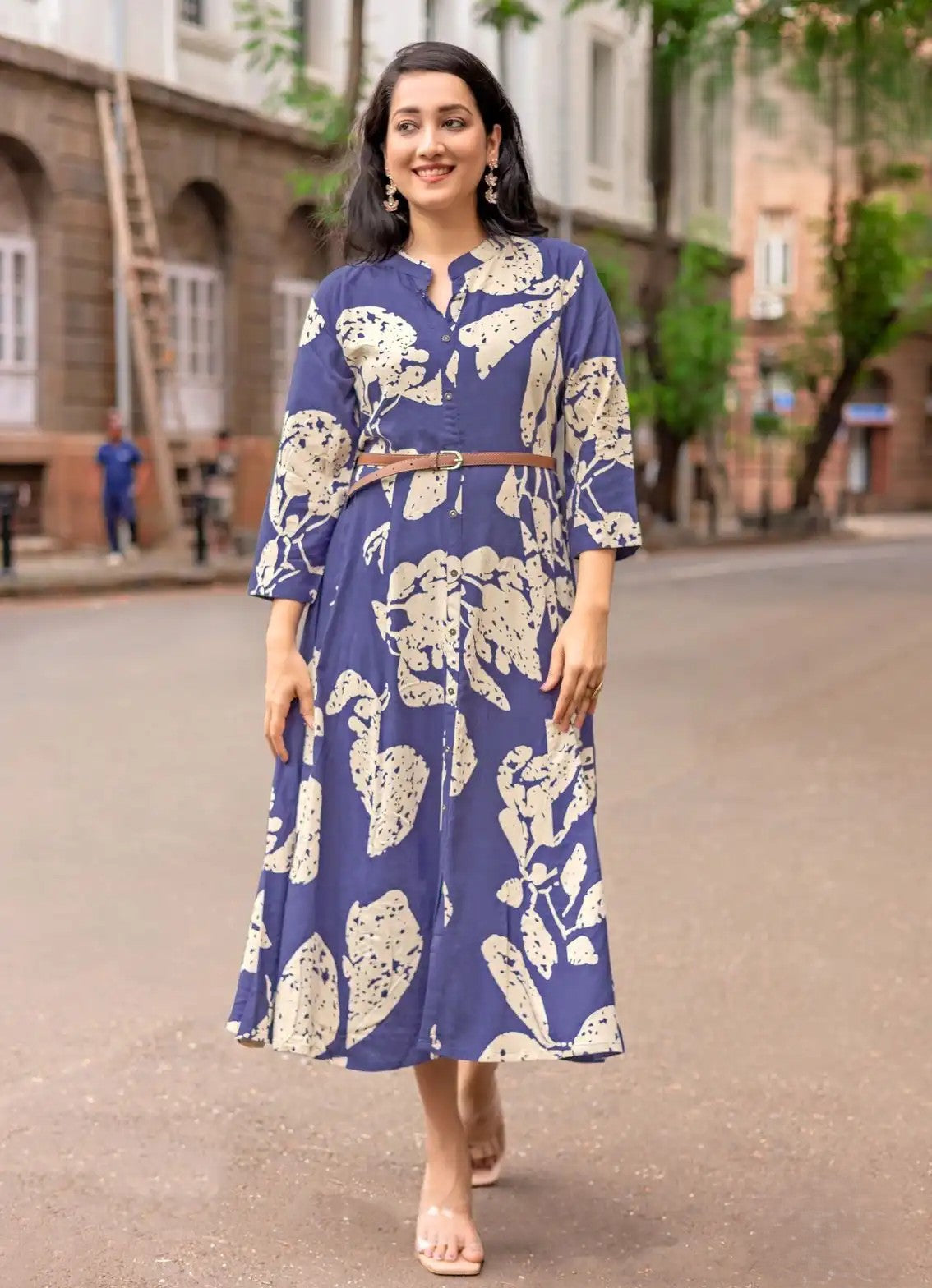 COTTON PRINTED CASUAL TUNIC DRESS WITH BELT (Vol 2) – Pavani's Closet