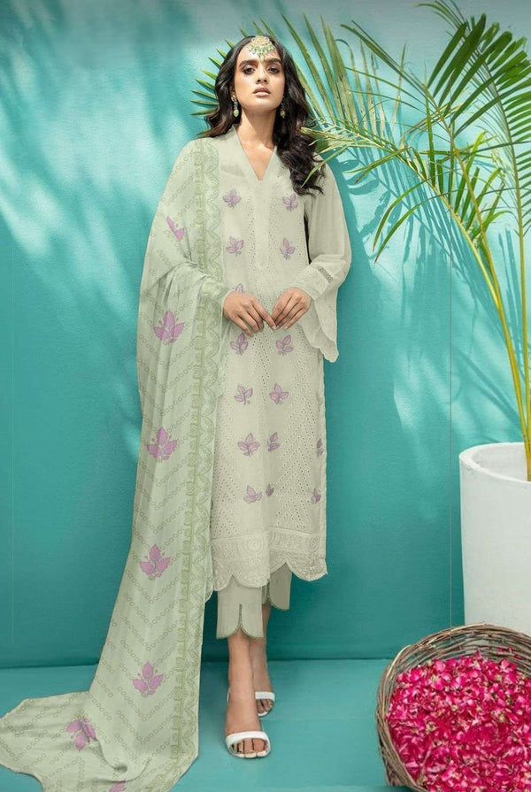 GEORGETTE PAKISTANI SCHIFFLI WORK KURTA SET (Yumna)