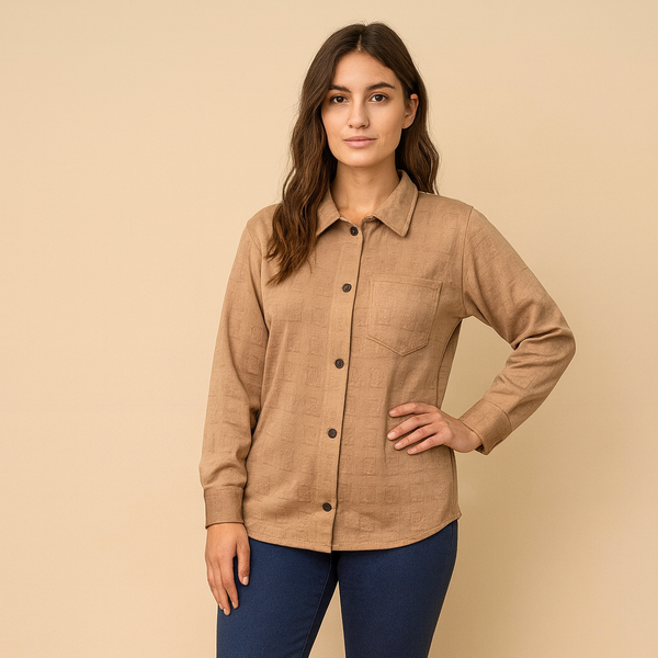 VELVET GEOMETRIC PATTERN SHIRT FOR WINTER