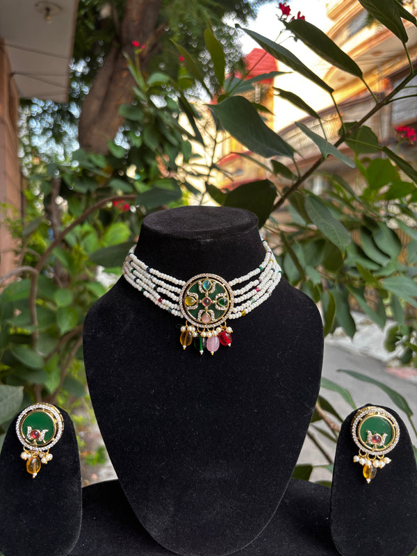 KUNDAN AND AMERICAN DIAMONDS CHOKER SET