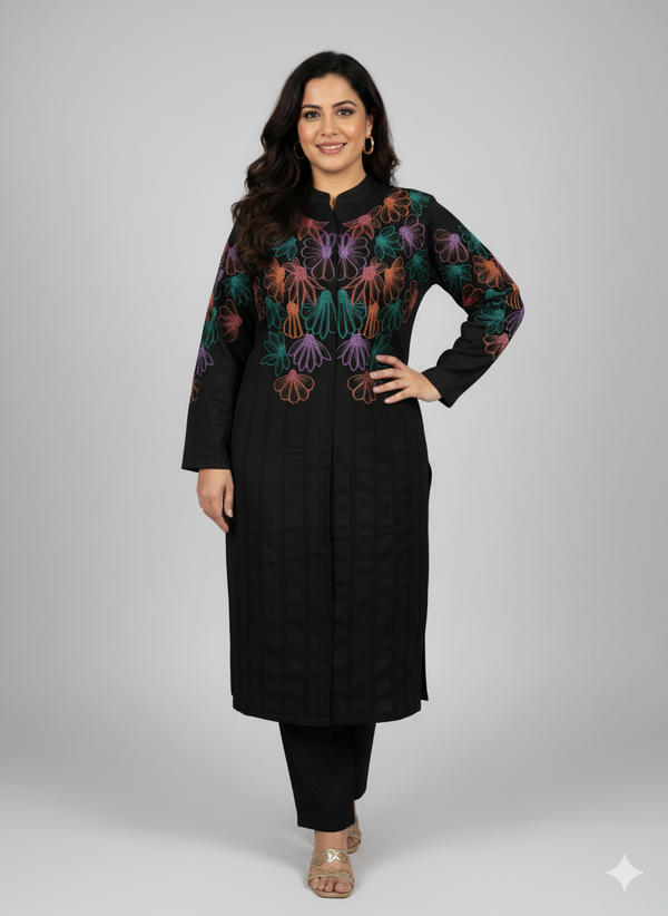 WOOLEN EMBROIDED TWO PIECE KURTA SET