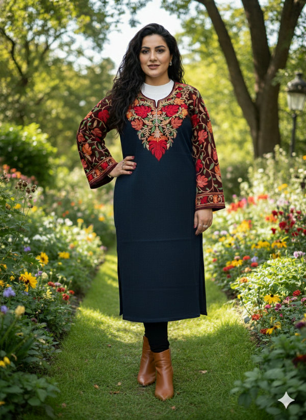 KASHIMRI WOOLEN MULTI EMBROIDED PHERAN