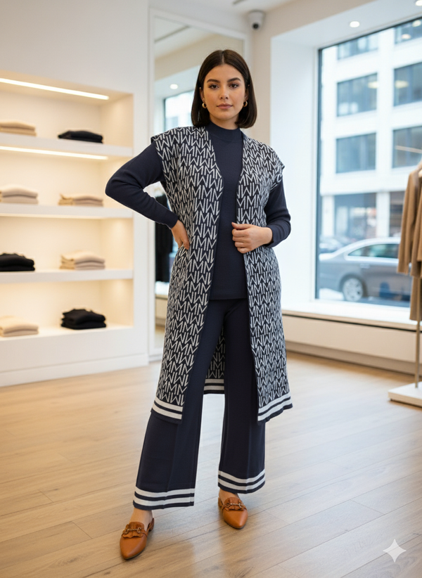 KNITTING THEREE PIECE SET COORD SET WITH SHRUG