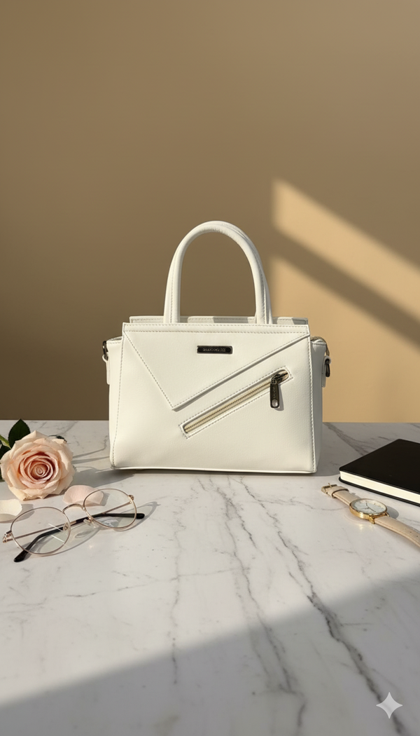 WHITE HARVEST GOLD STRUCTURED SHOULDER BAG