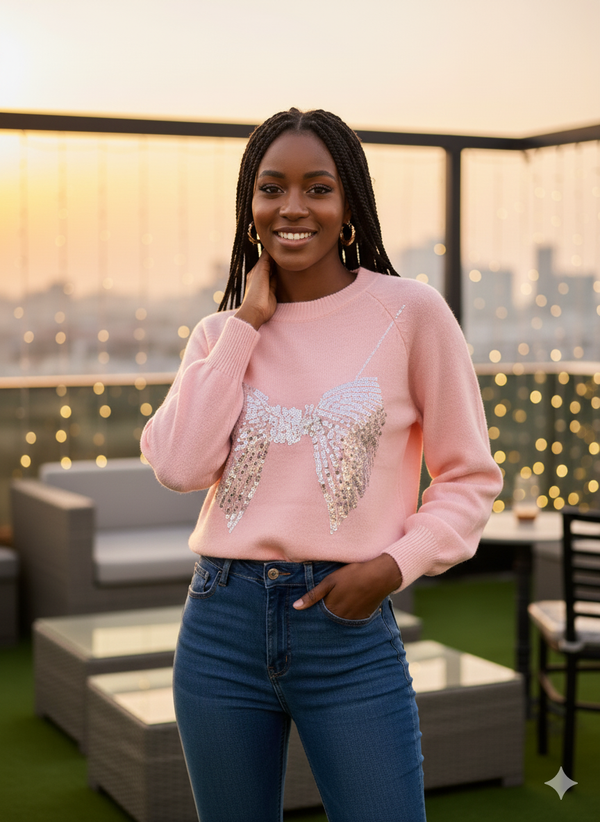 HAREWOOL BOW SWEATER FOR WINTER