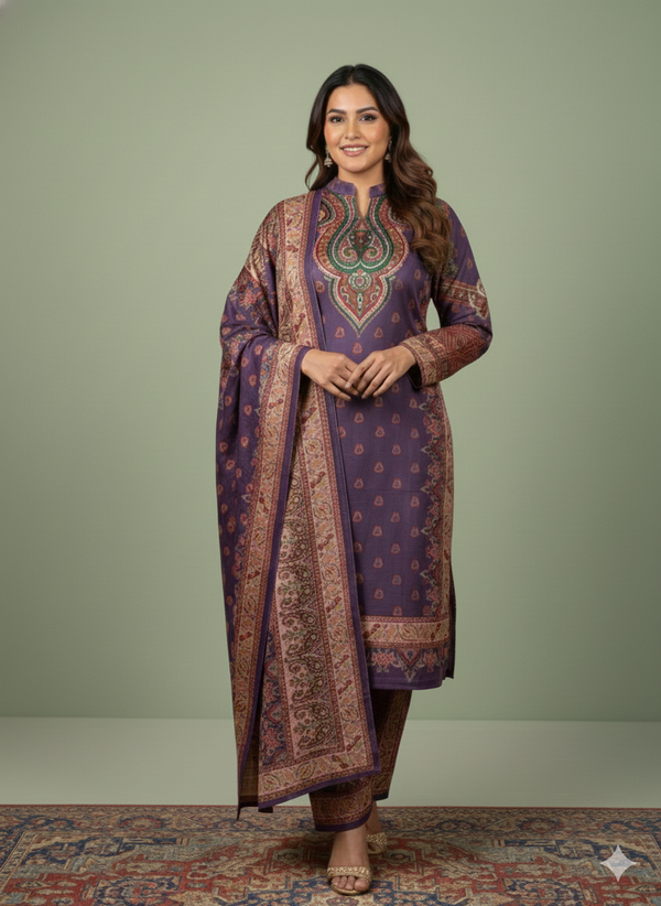 VELVET DIGITAL PRINTED SUIT FOR BIG SIZES