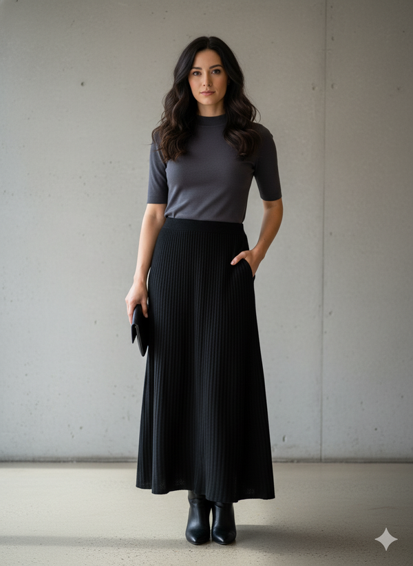 WOOLLEN RIBBED SKIRT FOR WINTER