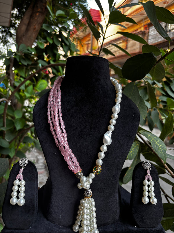 DUAL TONE HYDRO and PEARL NECKLACE SET