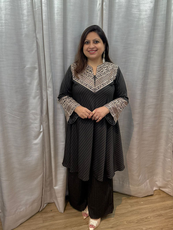 BLACK INDOWESTERN COORD SET WITH EMBROIDERY (Nia)