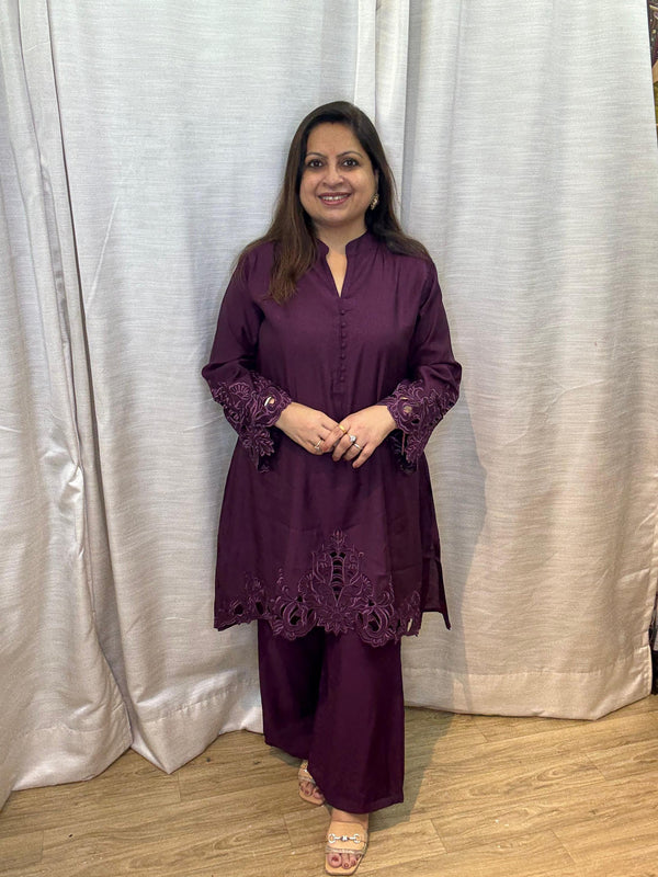 GRAPE WINE APPLIQUE WORK COORD SET