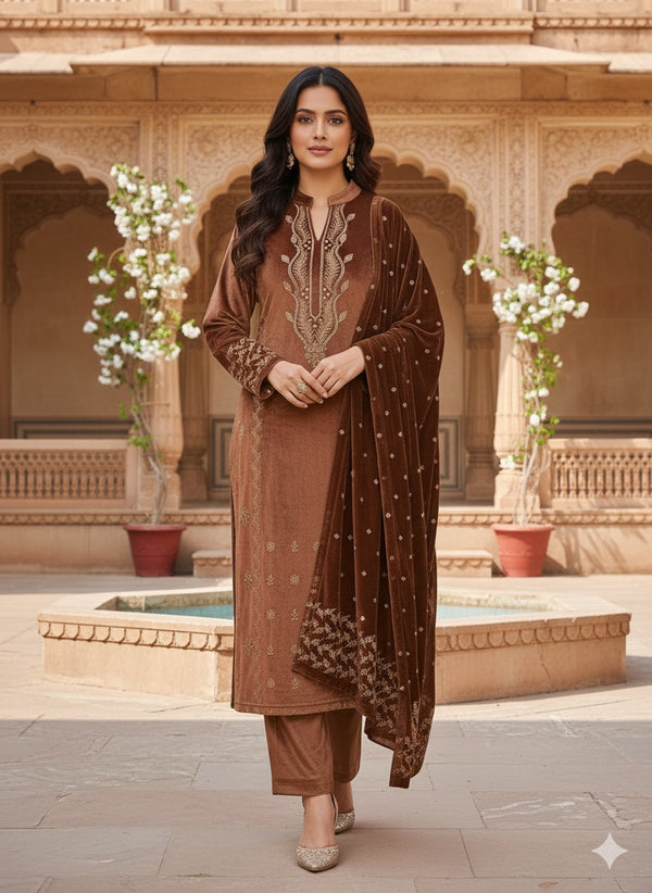 CAROLINE GULAAB VELVET KURTA SET