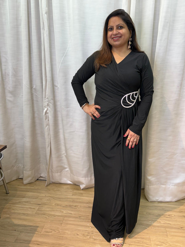 SPARKLE EMBELLISHED DRAPE GOWN