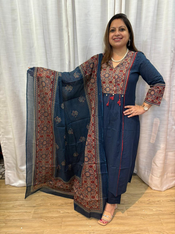 COTTON KALAMKARI PRINT KURTA SET