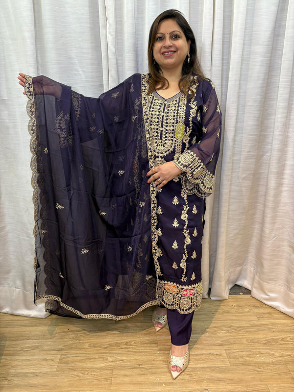 ORGANZA HANDWORK KURTA SET