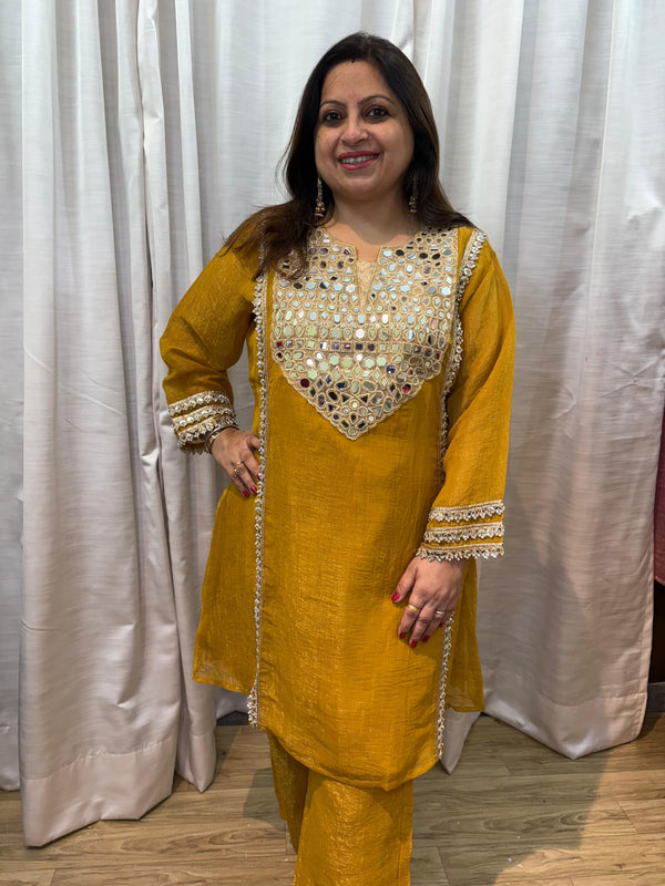 MIRROR WORK GLASS TISSUE CO-ORD SET