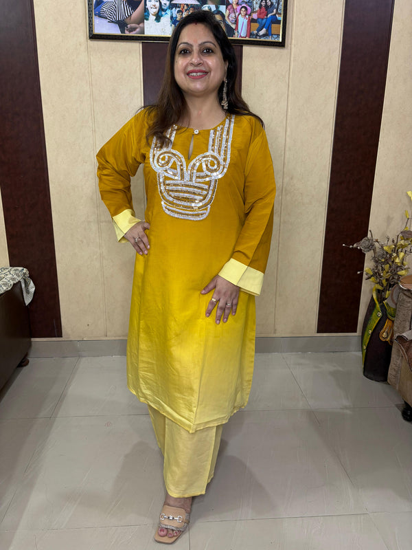 SUNSHINE YELLOW OMBRE SEQUIN COORD SET (Owl - RMP)