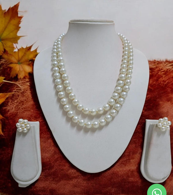 DOUBLE LAYERED PEARL NECKLACE SET