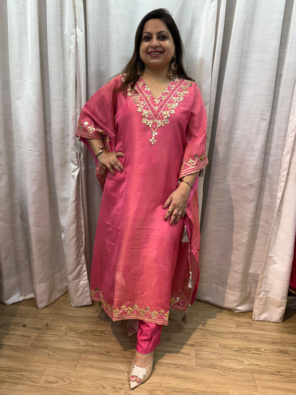 GLASS TISSUE GOTA WORK KAFTAN SET (Mehek)