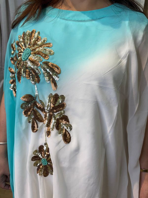 OMBRE CORAL BLUE AND WHITE KAFTAN SET (Ocean)