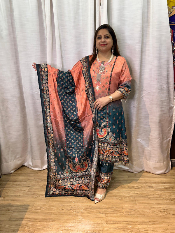 THE HERITAGE SUNSET CHINNON OMBRE SUIT SET