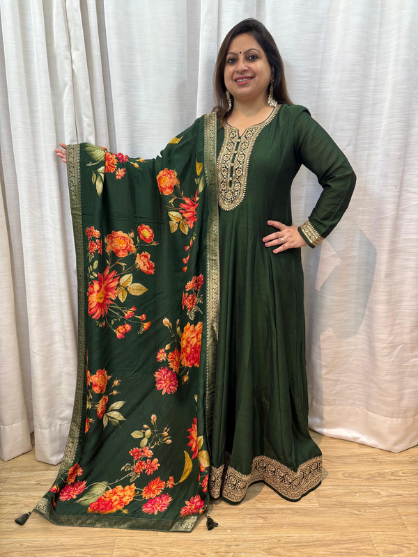 CHINNON UMBRELLA ANAKRKALI SET WITH FLORAL DUPATTA