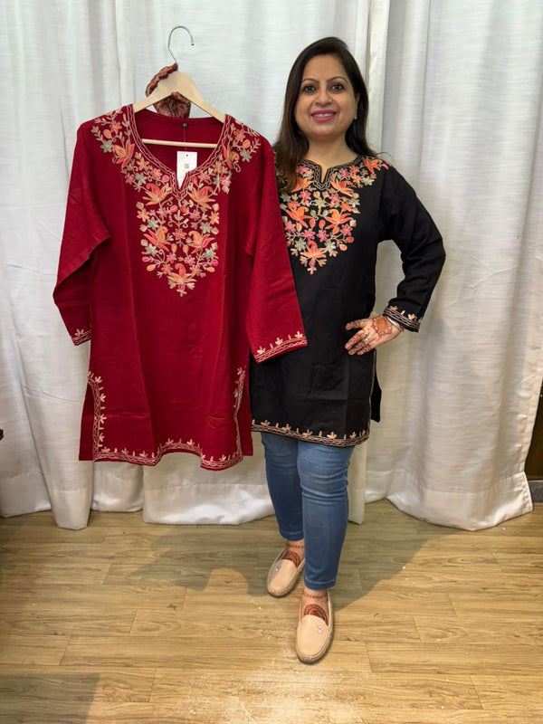 KASHMIRI EMBROIDED WINTER KURTI (PAISLEY)
