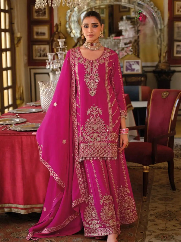 CHINNON STRAIGHT EMBROIDED KURTA SET WITH DUPATTA