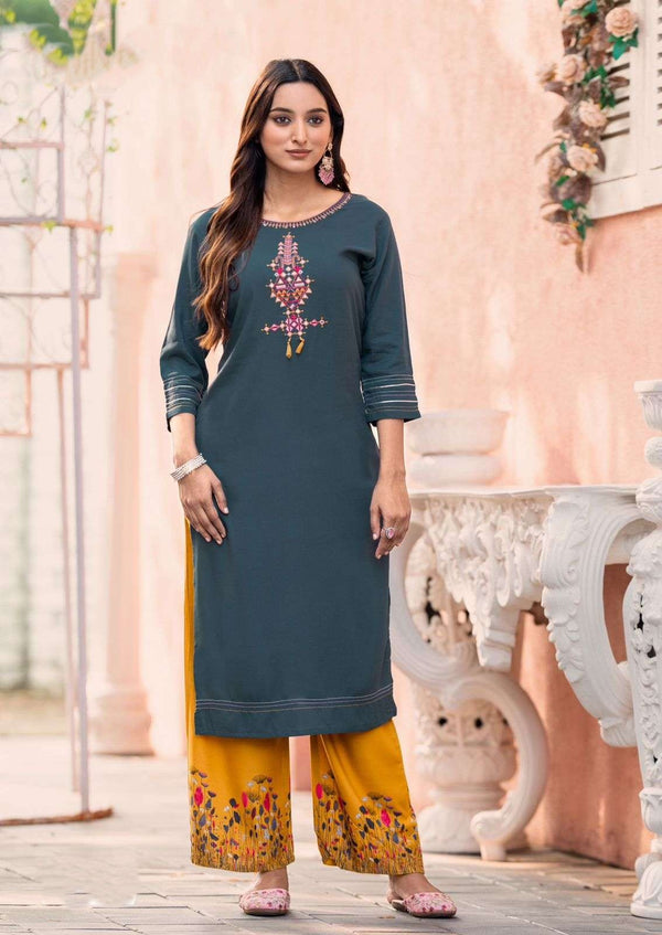 HANDWORK AND EMBROIDED TWO PIECE KURTA SET